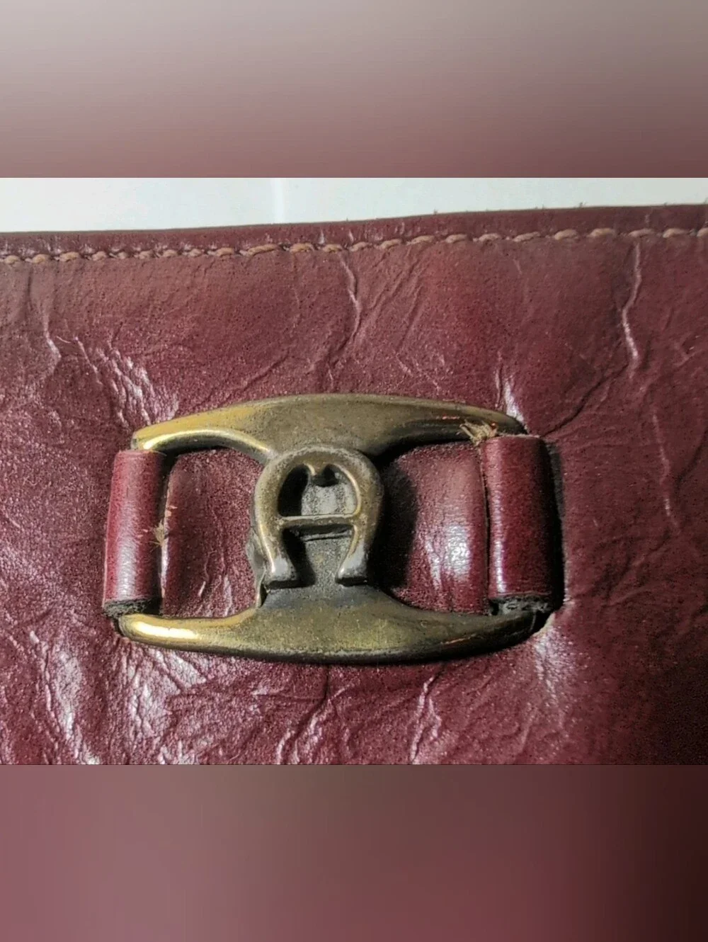 Eitenne Aigner Deep Burgundy Leather Clutch Purse